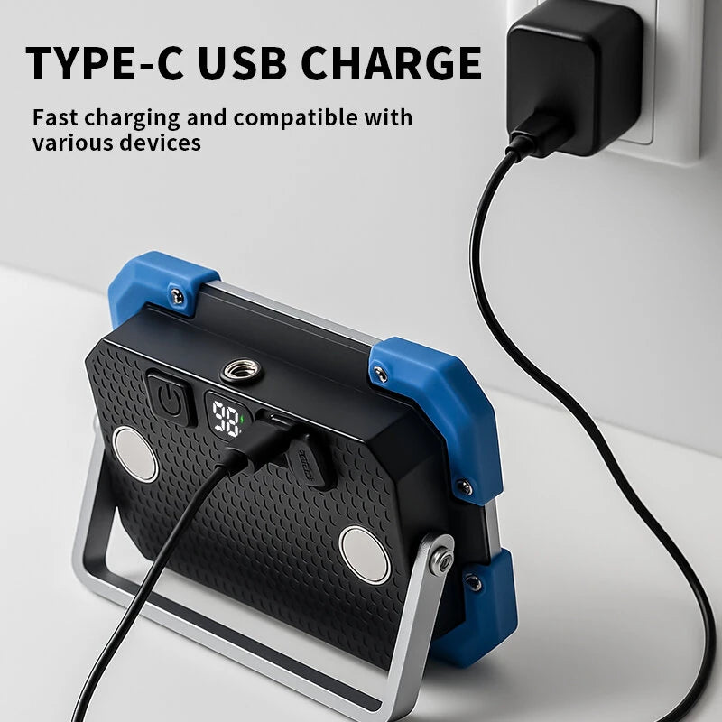 F023 Series LED Magnetic Work Light with Digital Display 3600mAh Battery Portable Multiple Light Mode USB-C Rechargeable IPX4 Waterproof for Camping Car Repair Emergency