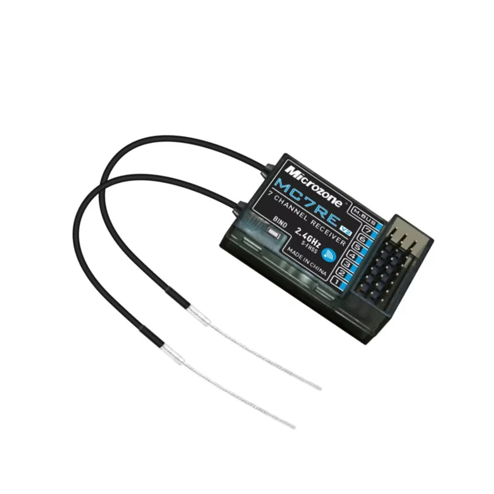 Microzone MC7RE V2 2.4GHz 7CH Dual Antenna PWM SBUS RC Receiver Support Mc6mini Mc7mini Mc8mini Transmitter for RC Airplane Car Boat Vehicle Models