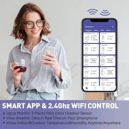 BALDR Wifi Weather Station Alarm Clock Wireless Indoor Outdoor Thermometer Forecast Station App Remote Control