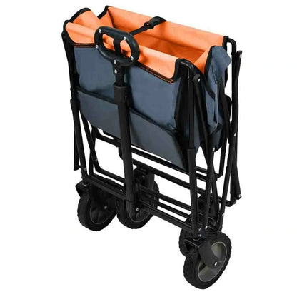 [EU Direct] Folding Camping Wagon Cart Beach Trolley Carts 600D Oxford Cloth Metal Steel Heavy Duty Folding Adjustable Handle Wagon Beach Cart for Outdoor, Camping, Beach, Garden, Shopping-CALTER C-VOZIK-02