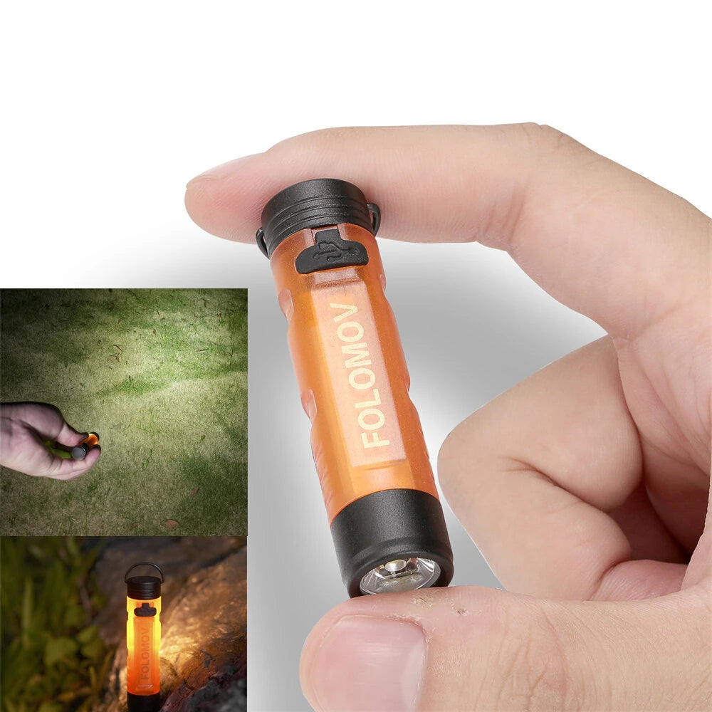 Folomov Keychain Flashlight 300LM Mini Pocket Light Outdoor Key Clip Cap Ambient LED Long Endurance Disaster Relief Emergency Light