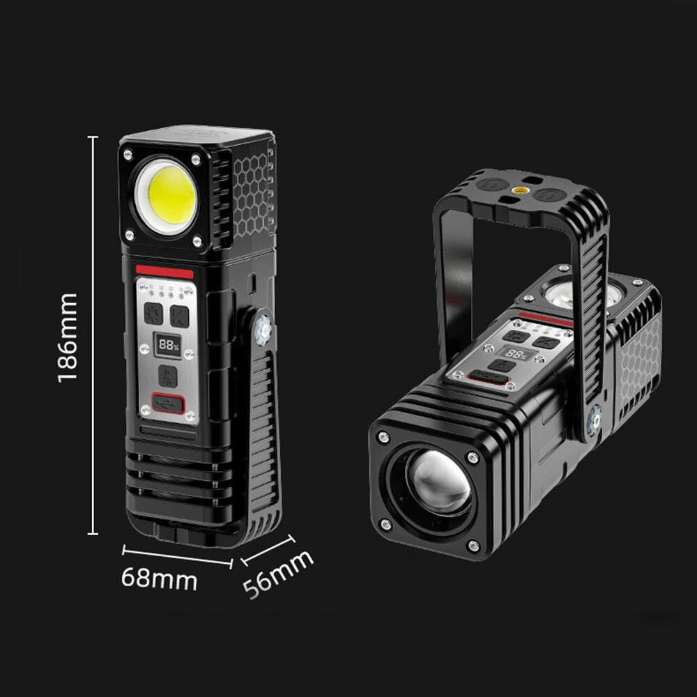 Bikight 3000LM 800M COB Flashlight Ajustable Angle USB Rechargeable Powerful Lamp with 8000mAh 21700 Battery Outdoors Portable Magnet Mini Work Light For Hiking Camping Working