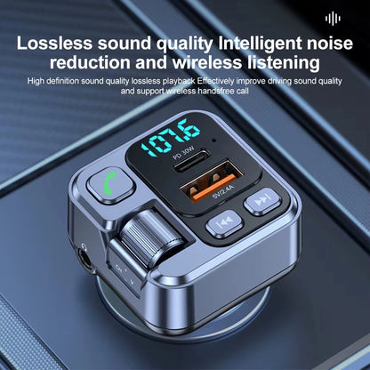 Car bluetooth Receiver USB PD30W Fast Charging Digital Display Car Mobile Phone Adapter FM Transmiter with LED Display