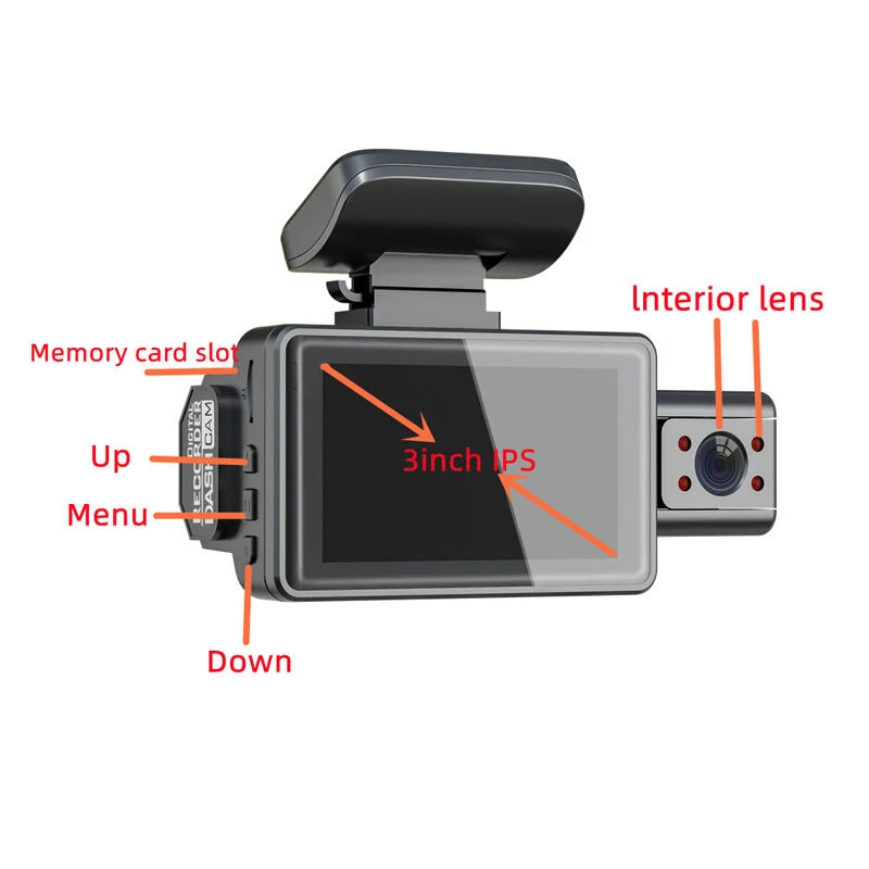 A88 3inch 130W Car Dash Cam 1080P HD Camera Motion Detection Parking Monitoring Car DVR