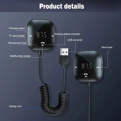 50Hz-20KHz Car Bluetooth Transmitter and Receiver Hands-Free Car FM Bluetooth Car Adapter Audio MP3 Player