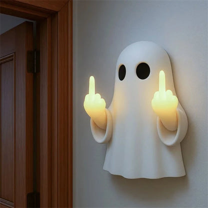 Elfeland Mini Halloween Ghost Night Light Cute Creative Resin Nightlight Halloween Gift Ornament for Wall Balcony Entrance Living Room Home
