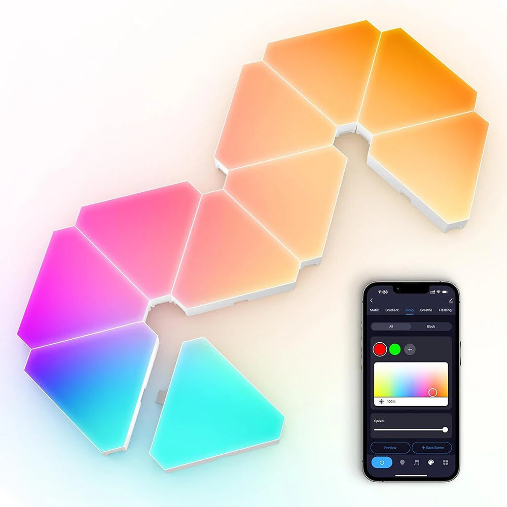 LIXINCORDA Smart RGBIC LED Triangle Light Panels Music Sync APP/Remote/Voice Control With Alexa & Google Wall Art & Room Decor