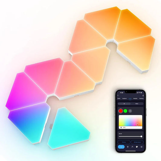 LIXINCORDA Smart RGBIC LED Triangle Light Panels Music Sync APP/Remote/Voice Control With Alexa & Google Wall Art & Room Decor
