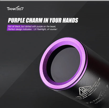 TANK007 UV03 High Power UV 365nm LED Flashlight NDT EDC Portable Blacklight Powerful Torch Detector
