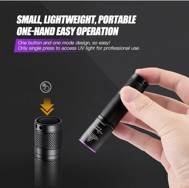 TANK007 UV03 High Power UV 365nm LED Flashlight NDT EDC Portable Blacklight Powerful Torch Detector