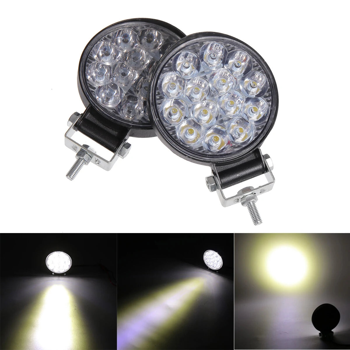Pair 12-32V 42W LED Work Light Bar Spot Lights Driving Lamp For Offroad Car Truck ATV SUV