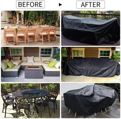 GARPROVM Garden Furniture Cover 350x260x90 Garden Table Cover 600D Heavy Duty Oxford Polyester Outdoor Patio Rectangular Cover