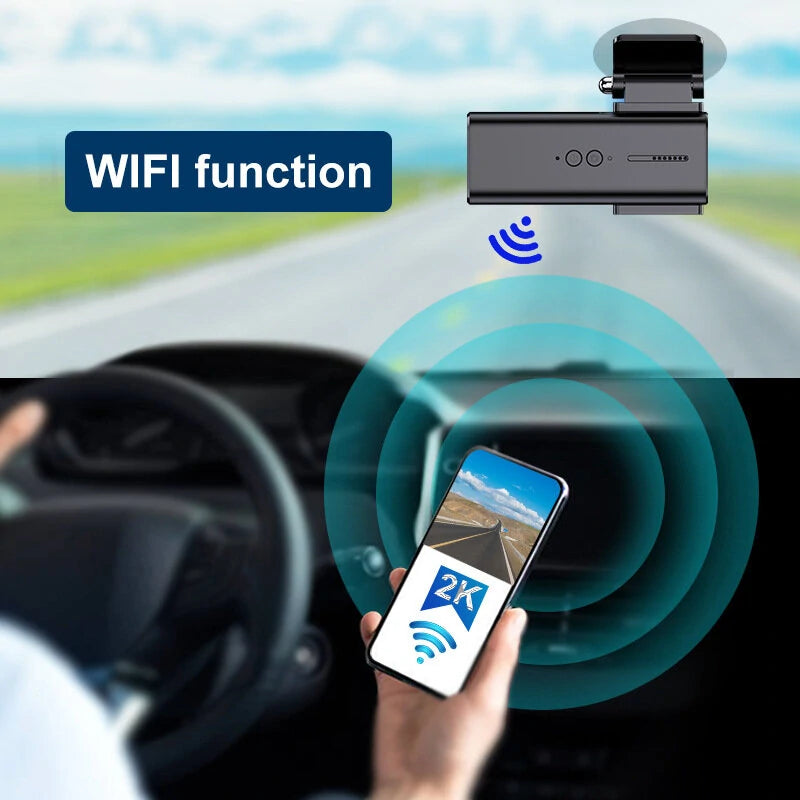 170 HD Dash Cam Dual Lens Smartphone 2K+1080P WiFi  Front and Rear Recording  Parking Monitor