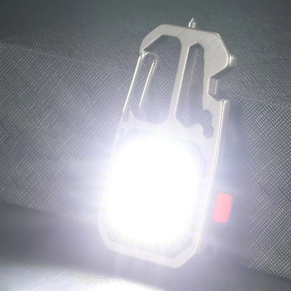 Mini COB LED Flashlight Keychain Lights Screwdriver Emergency Wrench Hammer Portable Key Ring Work Light Torch Outdoor Camping