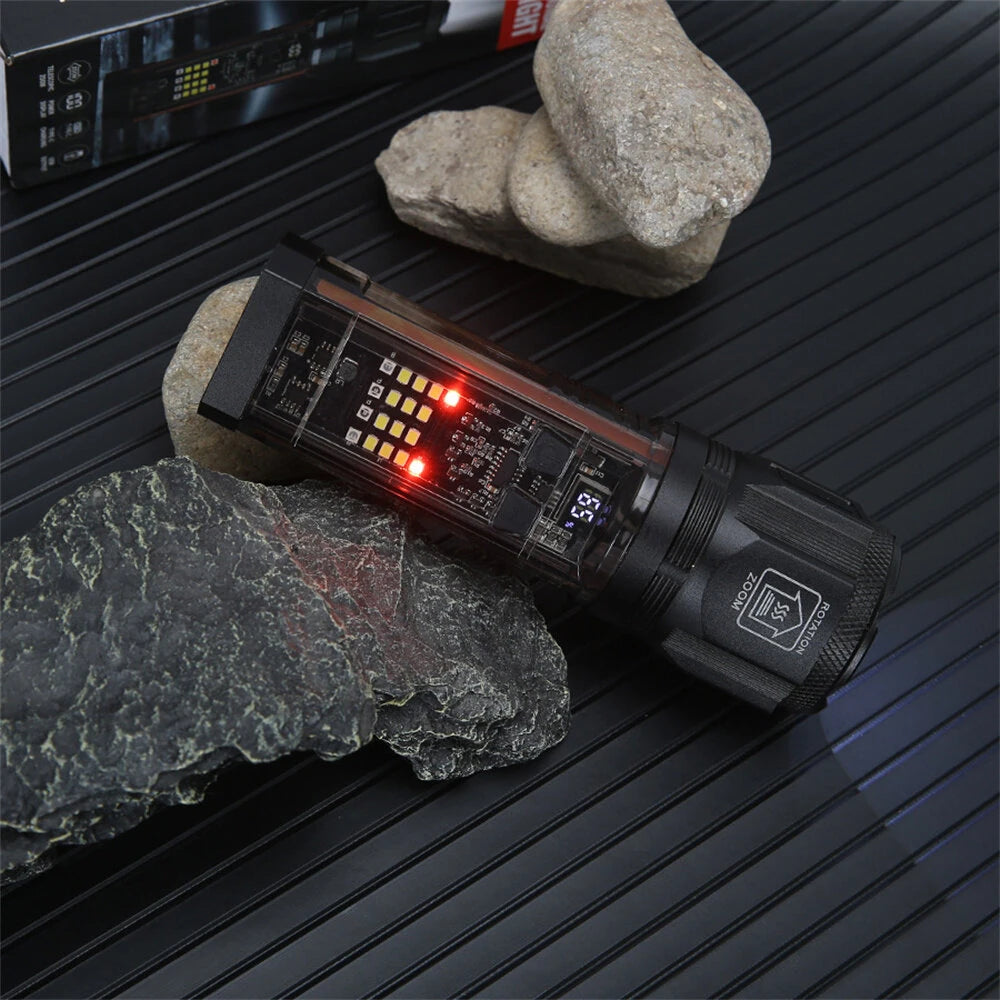 Bikight Multi-function Solar LED Flashlight Telescopic Zoom Torch 6 Modes Light Outdoor Emergency Power Bank LED Solar Lantern