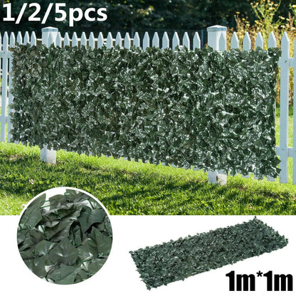 Green Outdoor Faux Plant Ivy Leaf Privacy Screen Fence Garden Yard