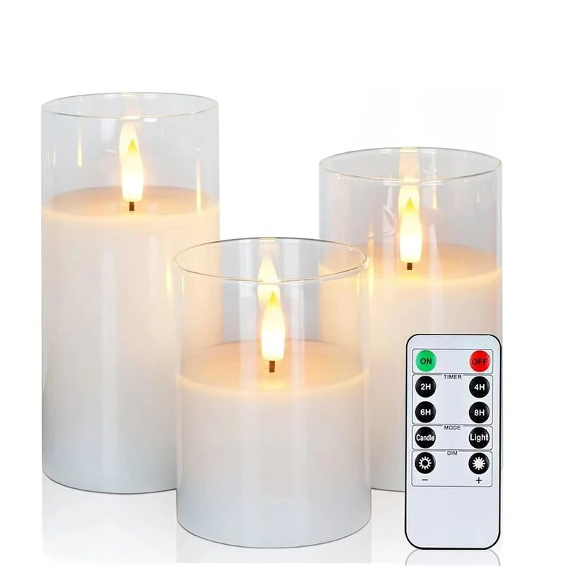 3Pack LED Battery Operated Decorative Light Remote Control Flameless Candles for Bedroom and Party