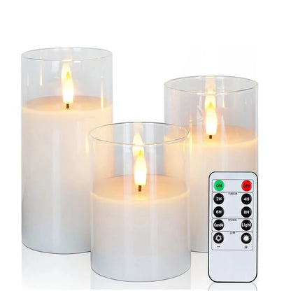 3Pack LED Battery Operated Decorative Light Remote Control Flameless Candles for Bedroom and Party
