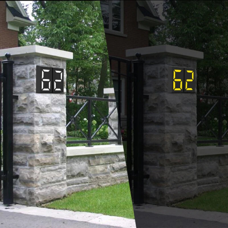 Solar DIY Digital Door Plate Light Led Wall Lamp Door Sign Light Outdoor Decorative Garden Villa