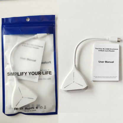 Rocketek ME908 M.2 NVMe SATA Dual Protocol SSD Enclosure Multi Card Reader USB3.1 Gen2 10Gbps Fast Data Transfer Portable Tool Free Solid State Drive Case