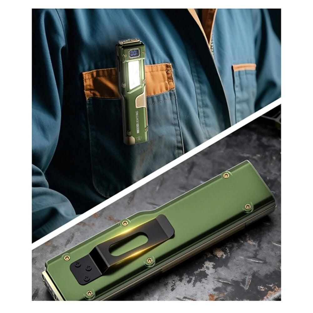 BIKIGHT 10W Compact Thin Mini Portable LED Flashlight Digital Display EDC Tactical Rechargeable Work Light, Three-Source Outdoor Camping and Emergency Use High-Intensity LED Torch