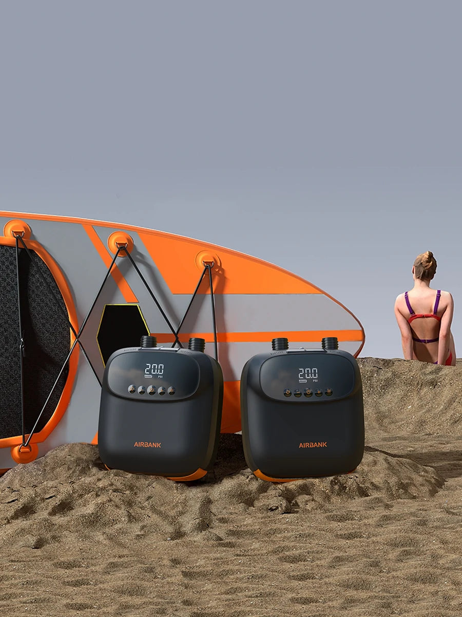 AIRBANK 20PSI High Pressure SUP Air Pump 4000mAh for Inflatable Stand Up Paddle Boards, Boats,Kayak,12V DC Car Connector