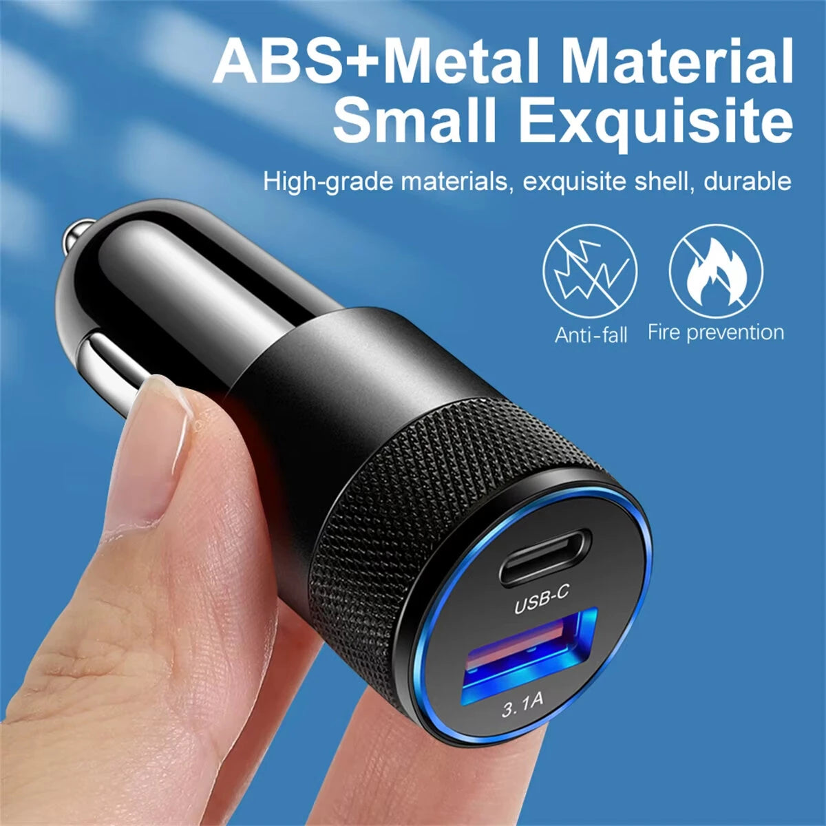 3.1A USB Car Charger Type C Fast Charging Phone Adapter Dual-Port Charging For Xiaomi Huawei PD Phone Charger Adapter Socket