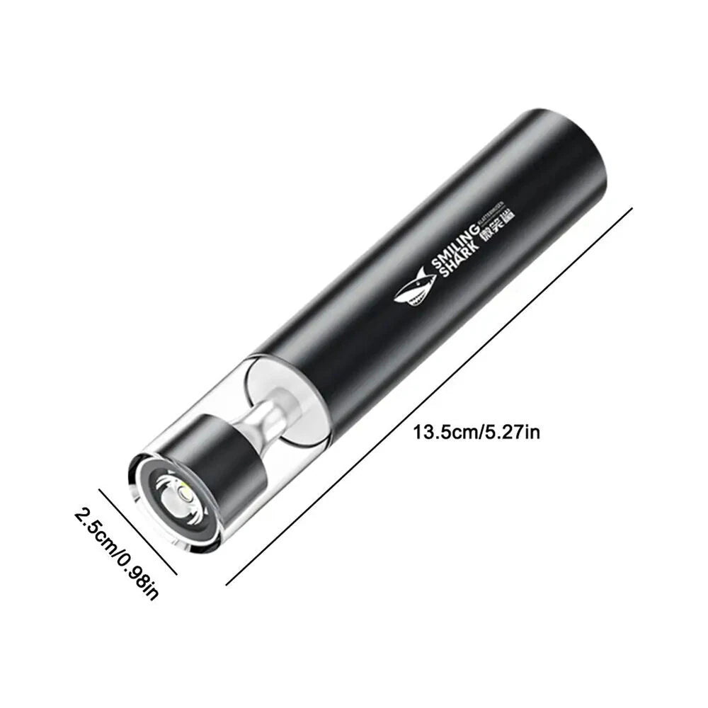 Smiling Shark 2in1 Strong Flashlight Multi-color Mood Light USB Rechargeable Built in Battery Multi Functional LED Torch, Portable For Outdoor Night Riding Camping Fishing Walking