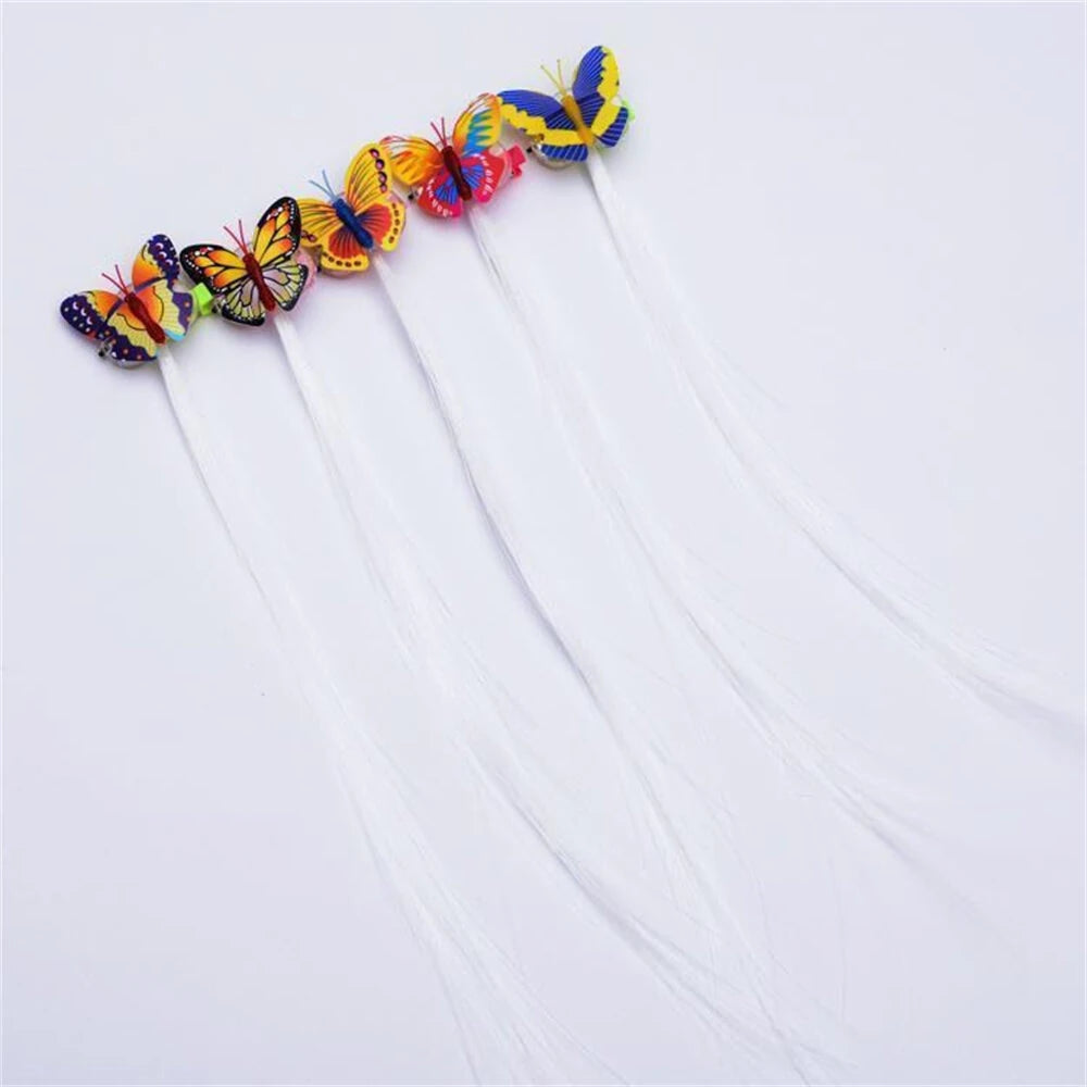 Colorful Butterflies Light Braids Wigs Glowing Flash LED Hair Braid Clip Decoration Ligth Up Christmas Hair Accessories