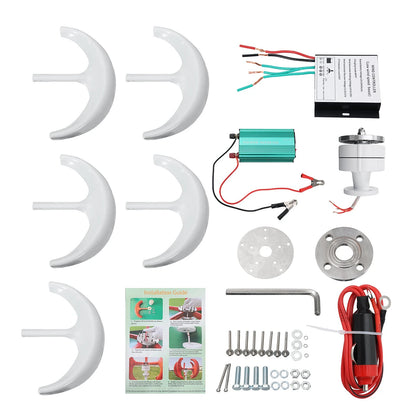 5 Blades Wind Turbine Generator 12V 24V 300W Permanent Magnet with Charge Controller High Energy Utilization Reliable Operation