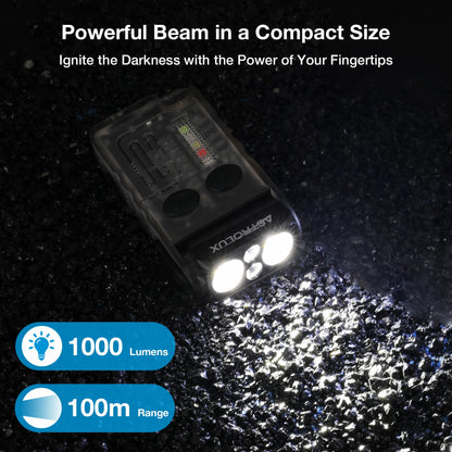 Astrolux E1 1000 Lumens EDC Keychain Flashlight with Sound Alarm RGB Light 1100mAh 180 Rotation Mini Tactical LED Floodlight Type-C USB Fast Chargring IP67 Powerful Work Lamp for Outdoor Protection, Walking, Running, Hiking and Camping