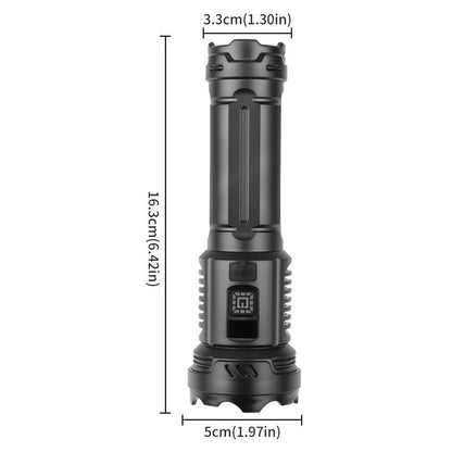 CY-016 Outdoors Digital Display Strong Flashlight with Side Lamp Versatile Light Output Type-C Rechargeable IPX4 Waterproof for Outdoor Emergency