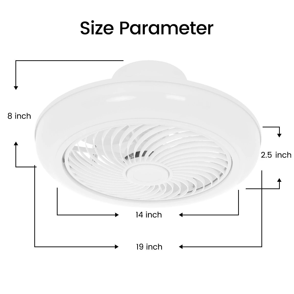 19" LED Ceiling Fan Light Flush Mount Ceiling Fan Lamp Chandelier Remote Control