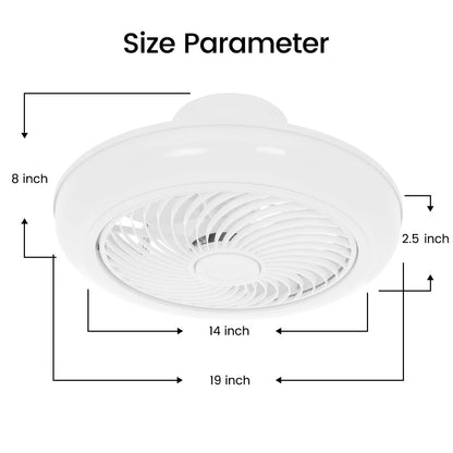 19" LED Ceiling Fan Light Flush Mount Ceiling Fan Lamp Chandelier Remote Control