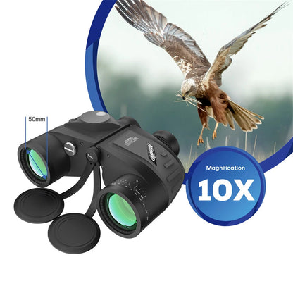 [EU Direct] AOMEKIE Powerful 10X50 Binoculars HD Military Marine Bird Watching Waterproof Telescope With Internal Rangefinder & Compass Telescope Night Vision Binoculos Teleskop AO3015B