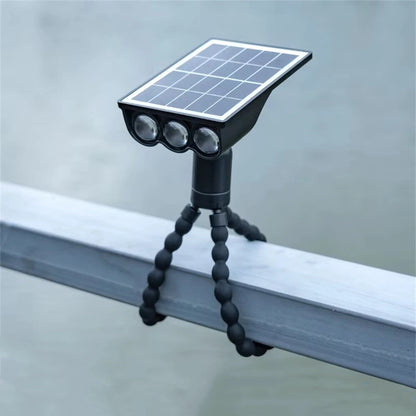 Elfeland Solar Octopus Spotlight With 3 Flexible Tentacles for Wrapping 360 Rotatable Head IP44 Waterproof for Garden Camping Decor