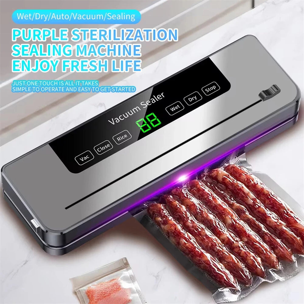 Comfook Electric Vacuum Sealer Dry/Wet Food Sealed Packaging Kitchen Food Storage Seal UV Sterilization Built-in Cutter Knife