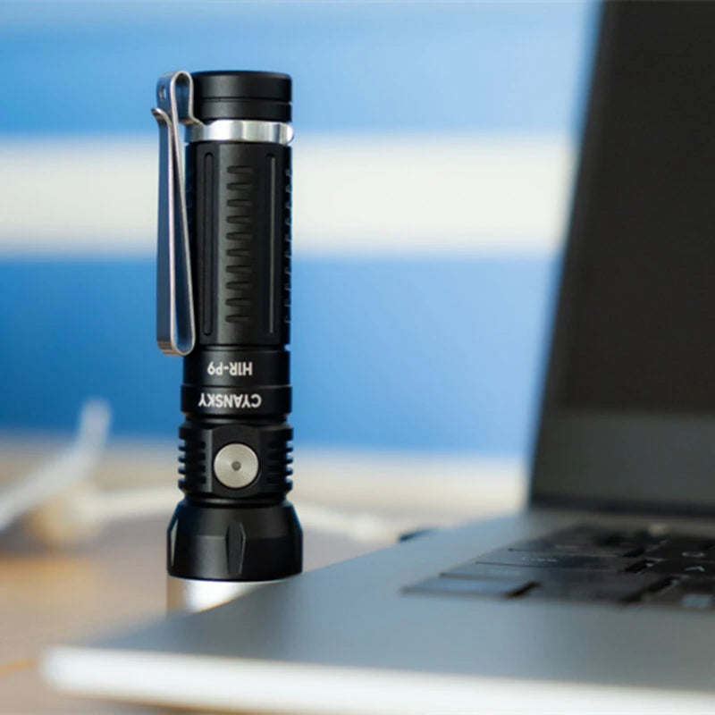 CYANSKY H1R-P9 14500 Battery Compact EDC Flashlight with 1300 Lumens High Power Output, USB-C Rechargeable Mini Size LED Torch Powerful Outdoor Light