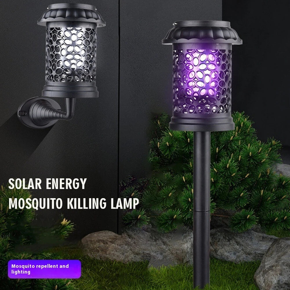Elfeland Solar Powered Mosquito Killer Lamp Outdoor Waterproof Lawn Light Bug Zapper Mosquito Trap Garden Light 3 Mounting Methods