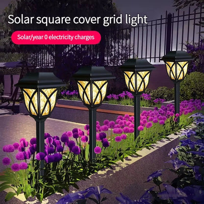2pcs LED Solar Lawn Lights Outdoor Waterproof Garden Decoration Lamp For Walkway Path Villa Yard Driveway