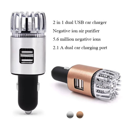 Car Air Purifier USB Charger Mini Auto Car Fresh Air anion Ionic Purifier Oxygen Bar Ozone Ionizer Cleaner Vehicle Air Freshener