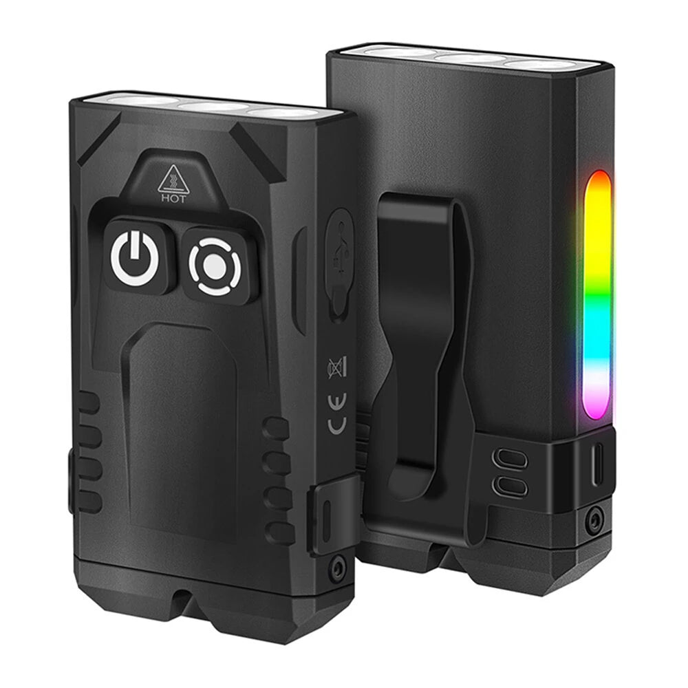 SEEKNITE EV15S 1000LM EDC Keychain Flashlight With 365nm UV Light Colored Sidelight Type-C Charging Super Bright Mini LED Torch Clip-on Light RGB Lamp Pocket Lantern