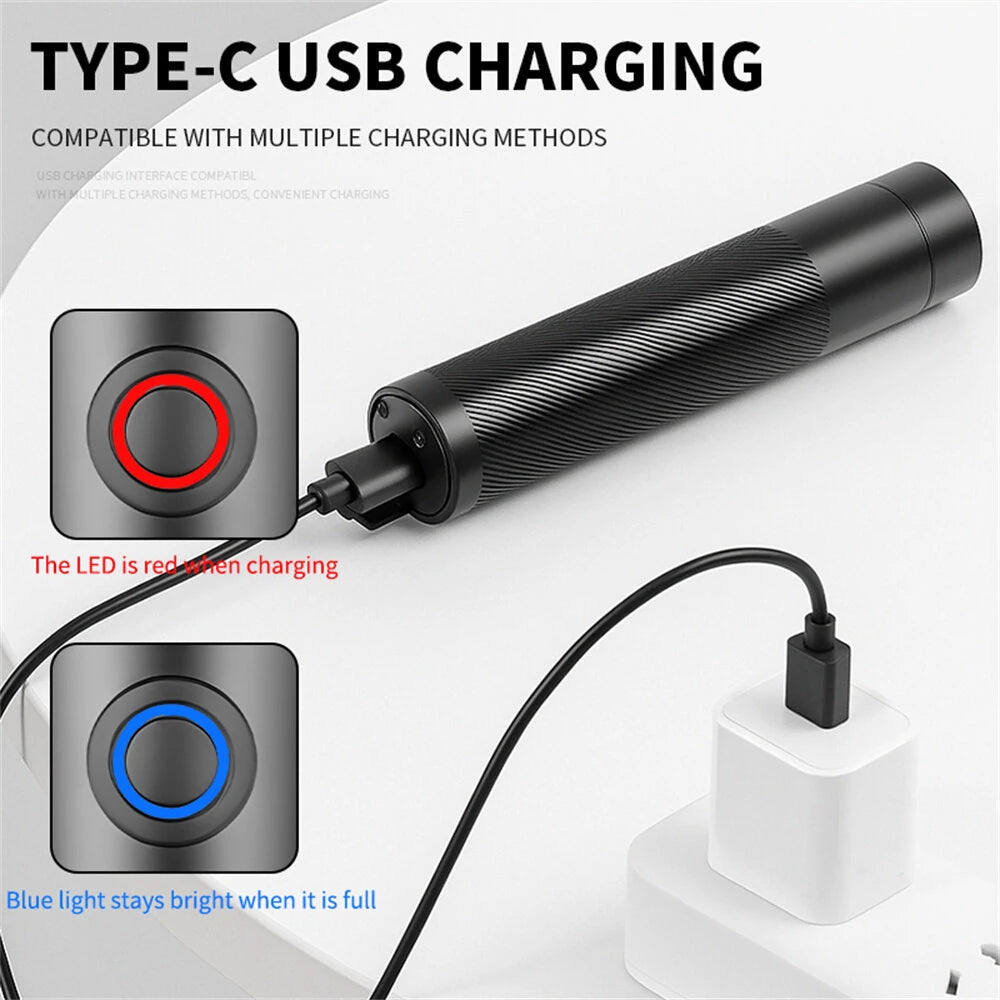 365NM UV MINI Flashlight Black Mirror Purple Light+ Red Beam Type C Rechargeable Filtered LED Ultraviolet Mini Torch Pet Pee Urine Rocks Gem Money UV Light