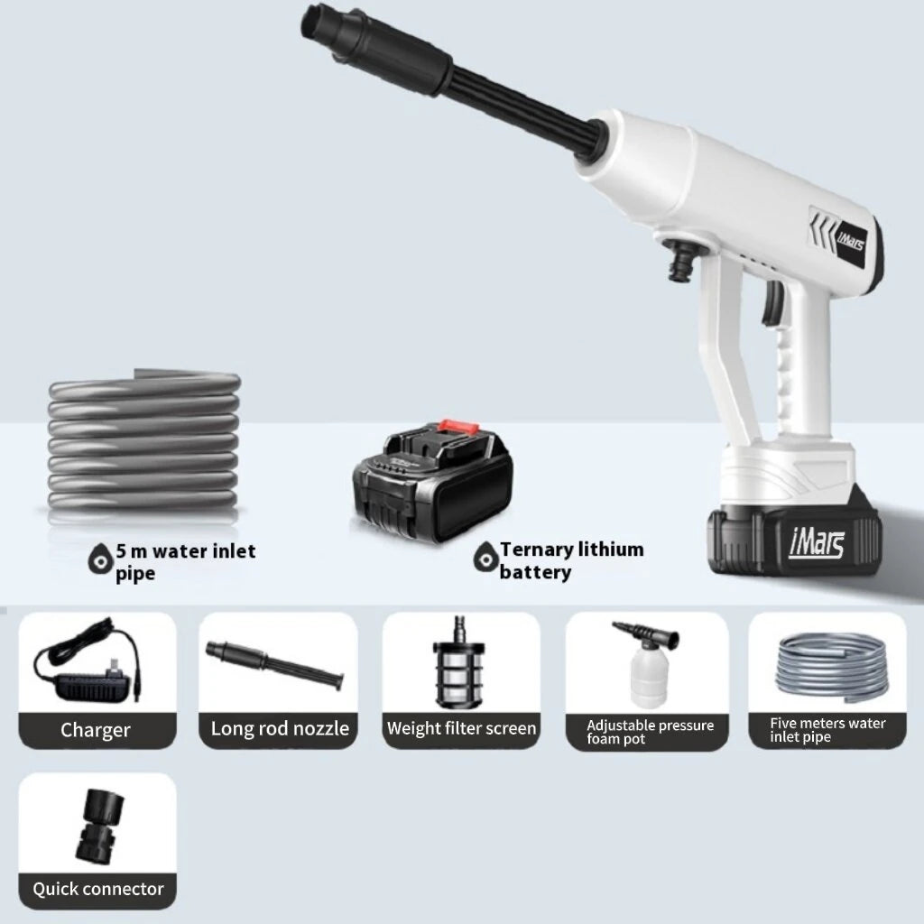 iMars ST-10 1300000Pa Cordless Battery High Pressure Cleaner with 13000mAh Battery,5-in-1 Multifunctional 5M Hose for Cars,Terrace,Window,Garden