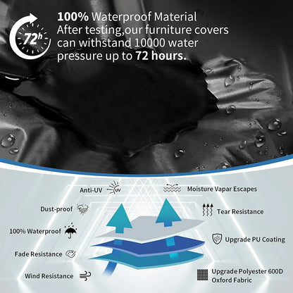 GARPROVM Garden Furniture Cover 350x260x90 Garden Table Cover 600D Heavy Duty Oxford Polyester Outdoor Patio Rectangular Cover