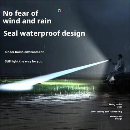 Ultra Bright Aluminum Alloy Flashlight With COB Atmosphere Light Long Endurance Fast USB Rechargeable Portable Light for Outdoor Camping