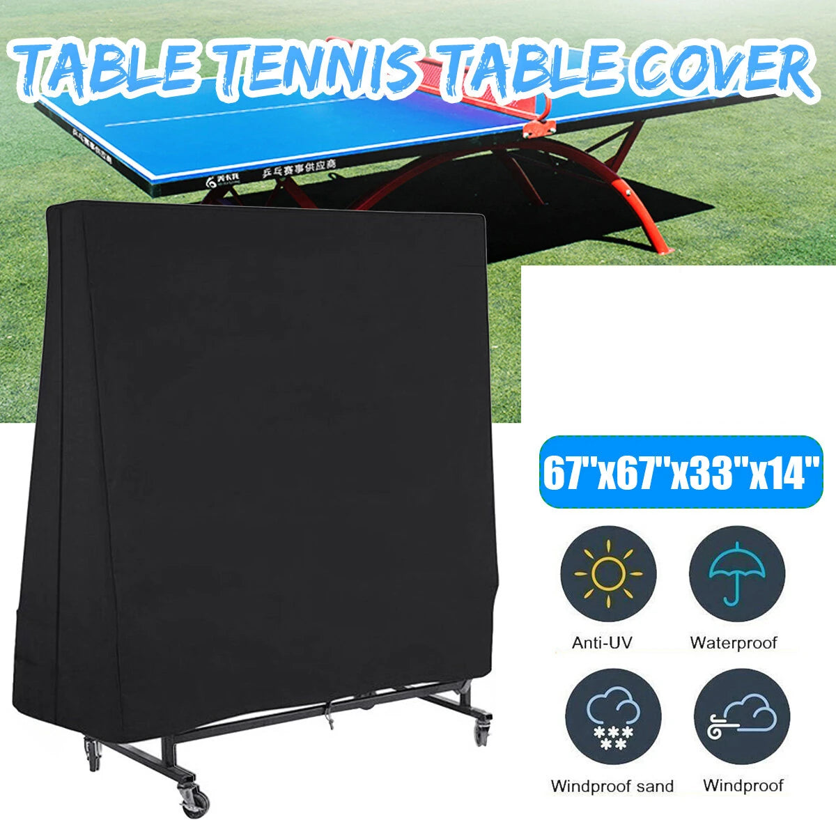 67''x67''x33''x14'' Waterproof Dustproof Table Tennis Table Cover