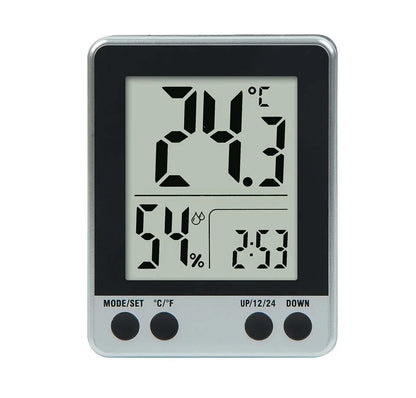 LCD Digital Electronic Temperature Humidity Meter Thermometer Hygrometer Alarm Clock 12/24hrs Display