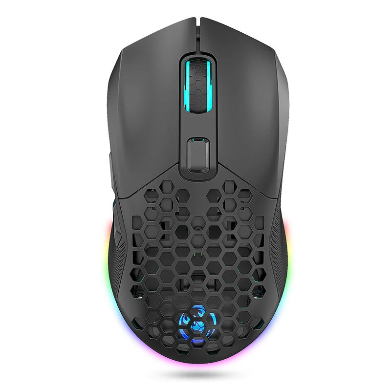 HXSJ T28 Dual Mode Wireless Mouse Hollow Design 800-4800DPI RGB Backlight 600mAh Rechargeable 2.4G/bluetooth Gamer Mice