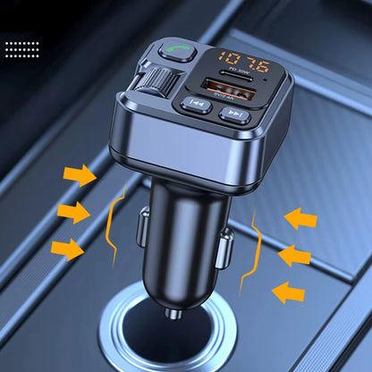 Car bluetooth Receiver USB PD30W Fast Charging Digital Display Car Mobile Phone Adapter FM Transmiter with LED Display
